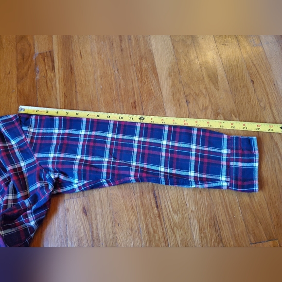 Uniqlo women's 100% cotton red navy white plaid flannel cotton shirt size L - Picture 3 of 6